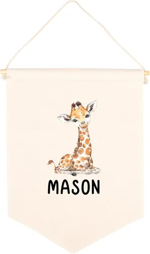 Miniatura 42 de Andaz Press Cartel de lienzo colgante – Tapiz de alfabeto y animales para colgar en la pared para bebé niña y niño, decoración de pared de guardería