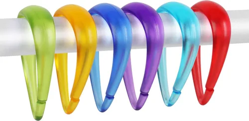 Miniatura 8 de Top-spring Ganchos para cortina de ducha, anillos de cortina de ducha de plástico negro, ganchos de ducha en forma de gota para cortina de baño