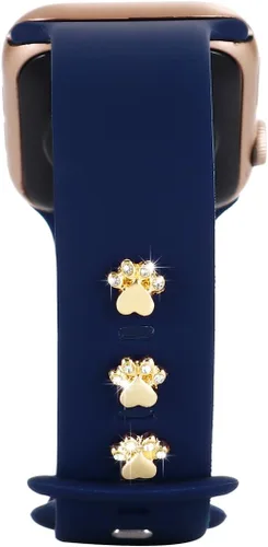3 piezas de clavos decorativos de metal brillante compatibles con Apple Watch Band 45/44/42/41/40/38mm bandas de silicona para mujeres iWatch Series