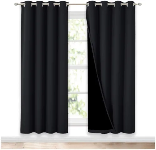 NICETOWN Paneles de cortina de ventana 100 % opacos, cortinas de bloqueo de luz completa con forro negro para guardería, cortinas térmicas de 72