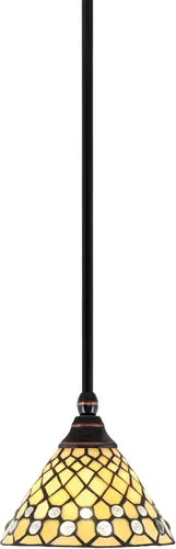 Miniatura 189 de Toltec Lighting Tallo Colgado Mini colgante, acabado de cobre negro, 3.5" cuadrado humo burbuja vidrio