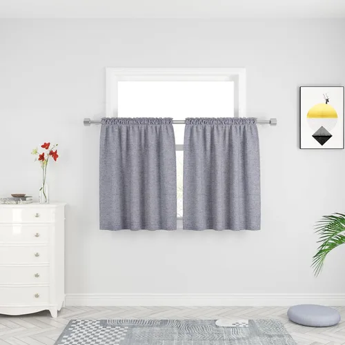 Miniatura 60 de UPOPO Cortinas de Niveles Beige Sobre Fregadero con Textura de Lino para Ventana de Cocina de 16 Pulgadas de Largo Caravana Privacidad Pequeñas