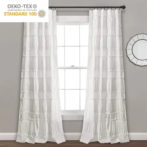 Miniatura 5 de Lush Decor Nova Ruffle - Par de paneles de cortinas con volantes para ventana, 42"A x 84"L, gris