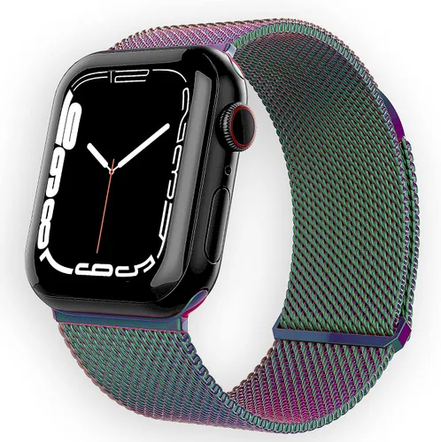 Miniatura 9 de TALK WORKS - Correa de reloj extensible compatible con la serie Apple Watch, cierre magnético, correa de malla de acero inoxidable de ajuste cómodo
