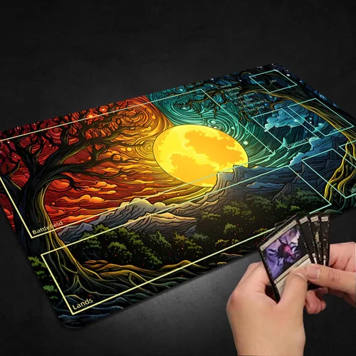Miniatura 5 de Tapete de juego para MTG con bolsas de almacenamiento gratis, tapete de juego de 24 x 14 pulgadas TCG y alfombrillas de juego de mesa para tarjetas
