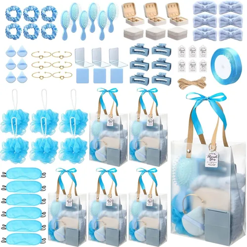 74 piezas de premios de baby shower para ganadores de juegos, regalos de baby shower, incluyendo diadema, cepillo para el cabello, joyero con bolsa