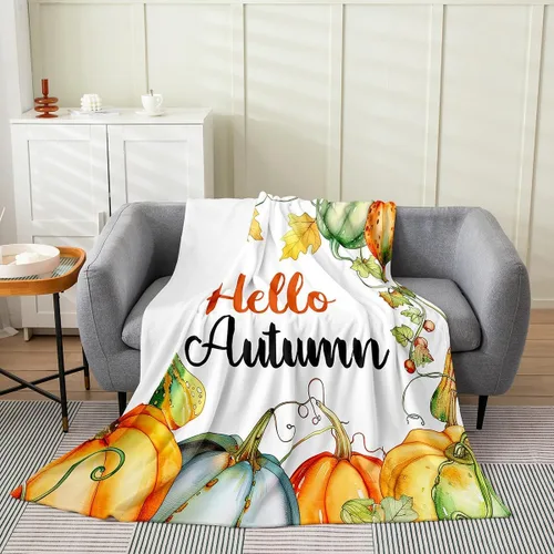 Miniatura 20 de Bonita manta de franela de vellón de pavo para cosecha, manta de Acción de Gracias para cama, sofá, decoración de otoño, decoración de otoño, manta