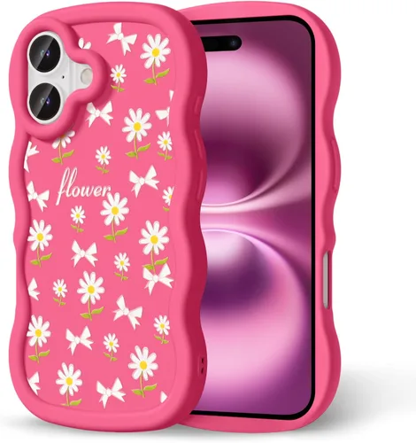 Miniatura 321 de Compatible con iPhone SE/8/7 Funda para Mujeres y Niñas, Marco Ondulado Rizado con Patrón Lindo, Estética Delgada Suave Silicona TPU Parachoques