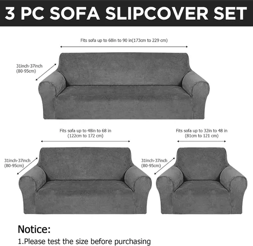 Miniatura 2 de Peryiter Juego de 3 Fundas para Sofá, Cubiertas de Muebles para Sofá, Loveseat, Sillón, Ajuste de Forma Elástico, Sin Arrugas, Protector de Muebles