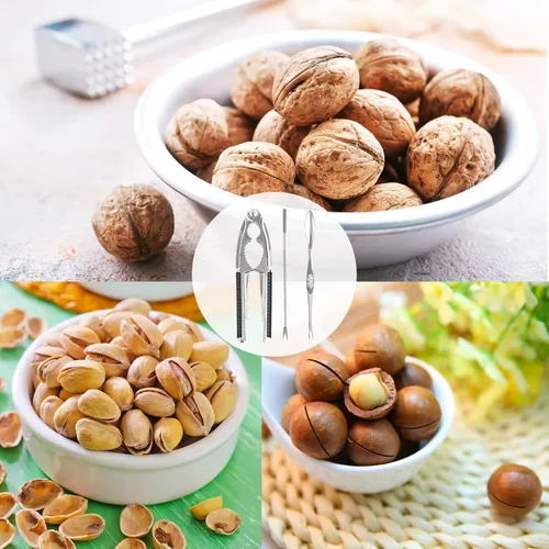 Miniatura 5 de Nut Crackers - Galletas de nuez de alta resistencia con 2 tenedores/púas de acero inoxidable para mariscos, cascanueces con mango antideslizante