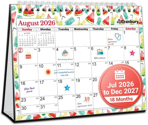 CRANBURY Calendario pequeño de escritorio de pie 2025, 8 x 6 pulgadas (estaciones), calendario abatible con diseños mensuales de temporada, tamaño