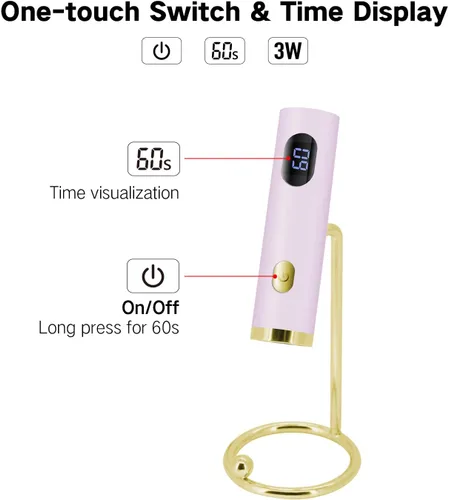 Miniatura 5 de Lámpara de uñas LED UV, mini luz UV manos libres para uñas de gel, lámpara de uñas portátil de curación flash para uñas acrílicas, soporte