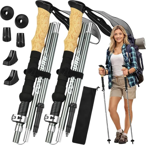 COVACURE Hiking Poles - Aluminum Alloy 7075 Trekking Poles Collapsible with Telescopic,Lightweight & Foldable Collapsible Hiking Gear for Climbing,