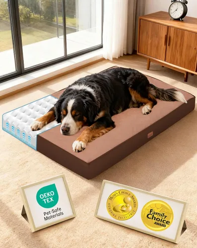 Miniatura 12 de OhGeni Cama ortopédica impermeable para perros pequeños, funda extraíble lavable a máquina en tela fácil de limpiar, espuma de alta densidad y asa
