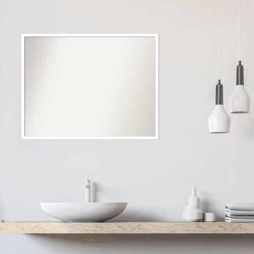 Miniatura 578 de Amanti Art Espejo de baño blanco para sobre el fregadero, 32 x 45 pulgadas, espejo de tocador rectangular blanco esbelto, marco de madera moderno