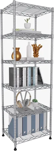 Miniatura 15 de GIOTORENT Estantería Metálica de Pie de 5 Niveles, Unidades de Estante de Alambre de Altura Ajustable, Rack de Exhibición para Lavandería Baño Gris
