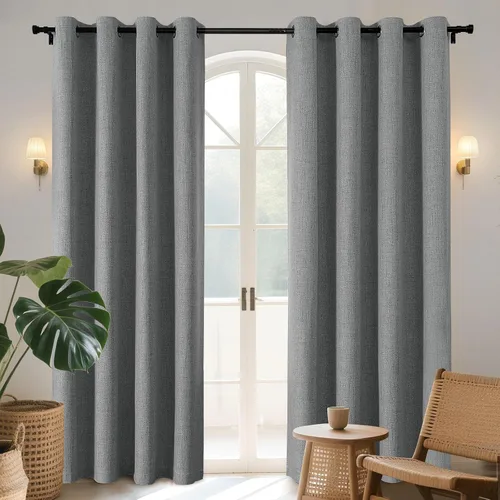Miniatura 21 de Joydeco Cortinas opacas de 84 pulgadas de largo, 2 paneles burg, cortinas de oscurecimiento de habitación para dormitorio, cortinas térmicas Negro