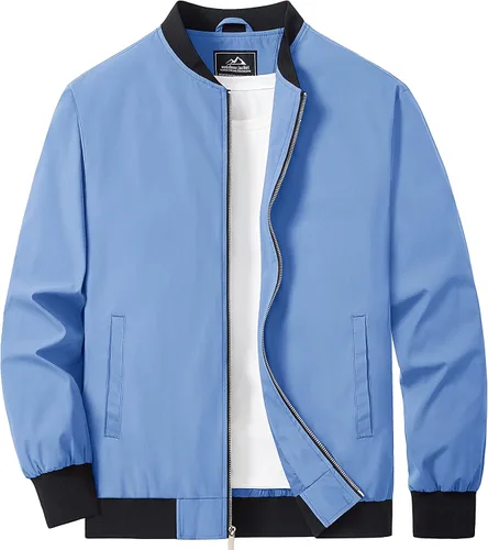 Miniatura 12 de MAGCOMSEN Chaqueta bomber para hombre, ligera, casual, con cremallera, rompevientos, primavera, otoño, abrigo de golf con bolsillos