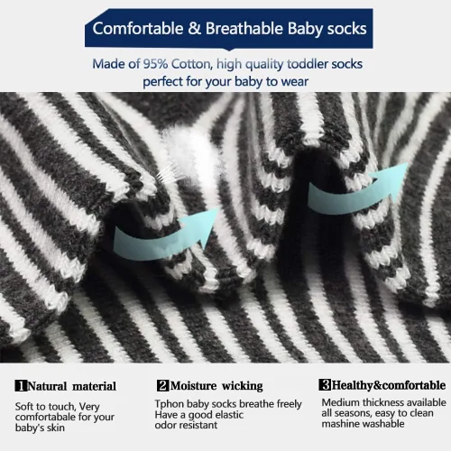 Miniatura 7 de Tphon Calcetines antideslizantes para niños pequeños con agarre, 12 pares de calcetines antideslizantes para niños y niñas de 1 a 7 años