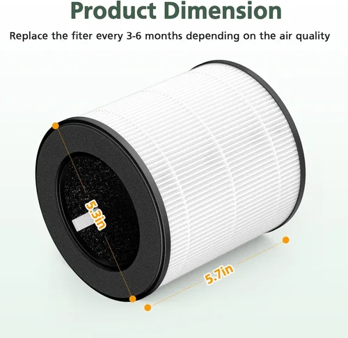 Miniatura 5 de Filtro de repuesto para purificador de aire B-D02L, compatible con purificadores de aire MOOKA y KOIOS B-D02L, purificador de aire VEWIOR B-D02U