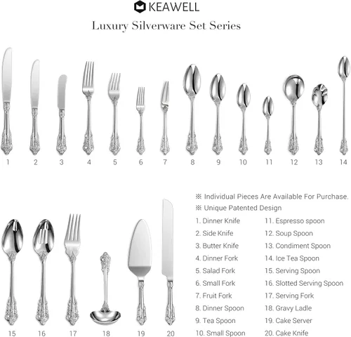 Miniatura 2 de KEAWELL Lujoso juego de cucharas de espresso de 5.1 pulgadas, 6 piezas, mini cuchara de café, acero inoxidable 18/10, diseño magnífico con Plateado