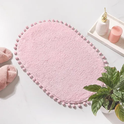 Miniatura 19 de YIRDDEO - Alfombra de baño verde oliva con pompones para baño, antideslizante, linda alfombra de baño boho con pompones ovalados absorbentes