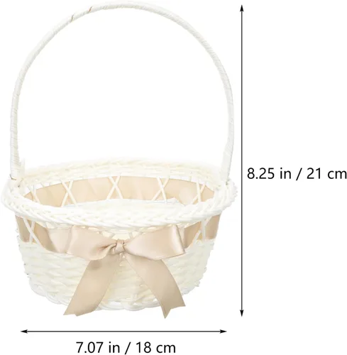 Miniatura 5 de Cesta de mimbre con asa, cesta de flores de ratán, huevos de Pascua, cesta de dulces para decoración