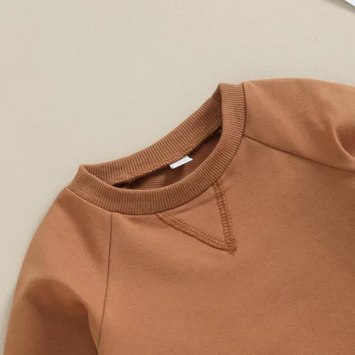 Miniatura 33 de Conjunto de ropa de otoño e invierno para bebé niño pequeño, sudadera de manga larga con colores contrastantes, pantalones elásticos para recién