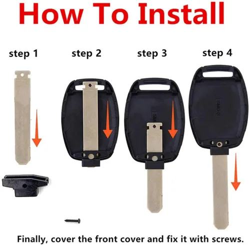 Miniatura 2 de Funda de Reemplazo para Llavero de Entrada sin Llaves, Compatible con Honda Accord/Civic EX/Pilot/CR-V (Negro)