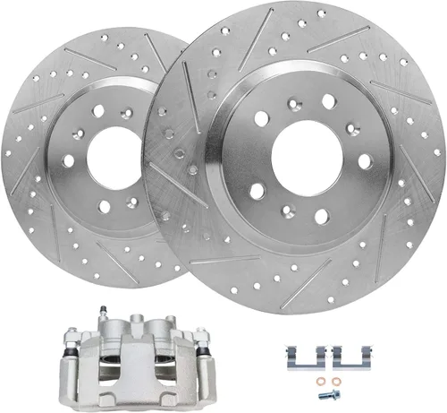 Miniatura 12 de Detroit Axle - Rotores de freno perforados traseros + repuesto de pinza de freno de disco trasera izquierda para Acura TL Honda Element - Juego de 3