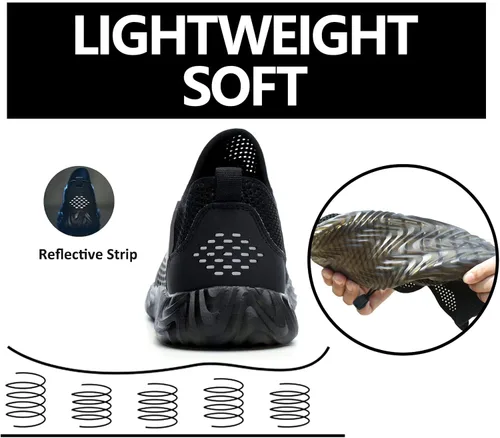 Miniatura 62 de SUADEX Zapatos deportivos con punta de acero para hombres y mujeres, indestructibles, ligeros, cómodos, antideslizantes, puntera compuesta