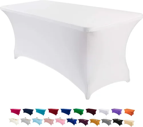 Miniatura 46 de Peomeise - Funda de mesa de elastano de 4 pies, mantel rectangular elástico de elastano (verde manzana, 4 pies)