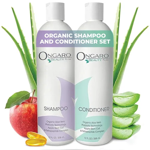 Ongaro Beauty Set de champú y acondicionador orgánico sin sulfato para mujeres y hombres, cuidado del cabello con aloe vera, sin crueldad, no