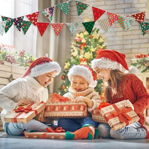 Miniatura 5 de Shimeyao 60 Piezas Paquetes de Tela de Navidad Costura Acolchado Muñeco de Nieve Papá Noel Alce Copo de Nieve Estampado Cuartos Gruesos Cuadrados