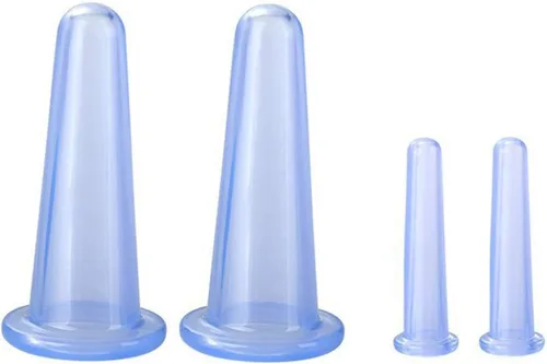 Miniatura 2 de BWESOO 4 piezas de juego de ventosas de masaje de silicona, mini copas faciales para masaje de cara, ayuda para el cuidado de la piel, masaje