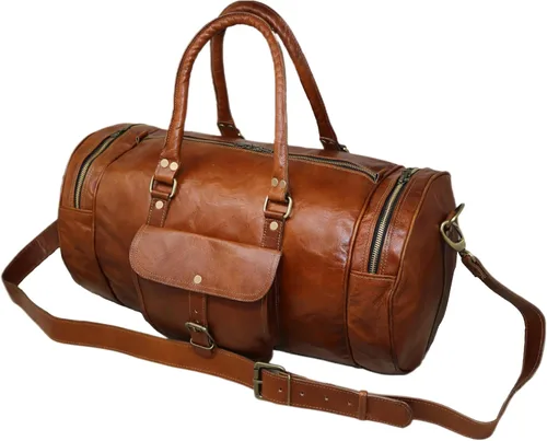 Miniatura 2 de Jaald Maleta de viaje de cuero genuino grande de 22.0 in para hombres y mujeres Fitness fin de semana cabaña de mano Vintage impermeable regalo