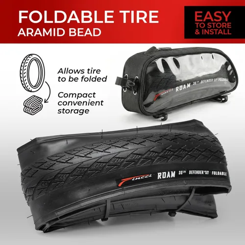 Miniatura 6 de Fincci Par de neumáticos plegables 37-622 de 700x35c con protección antipuntura de 0.039 in para ciclo, carretera, montaña, MTB, híbrida, turismo