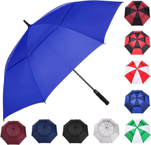 Miniatura 9 de MRTLLOA Paraguas para golf extragrande con apertura automática de 54, 62, 68 o 72 pulgadas, toldo doble ventilado, resistente al viento e