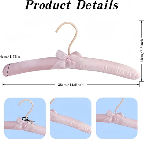Miniatura 3 de Perchas acolchadas para ropa, colgador de satén, perchas acolchadas para mujer, suéteres (5 unidades)
