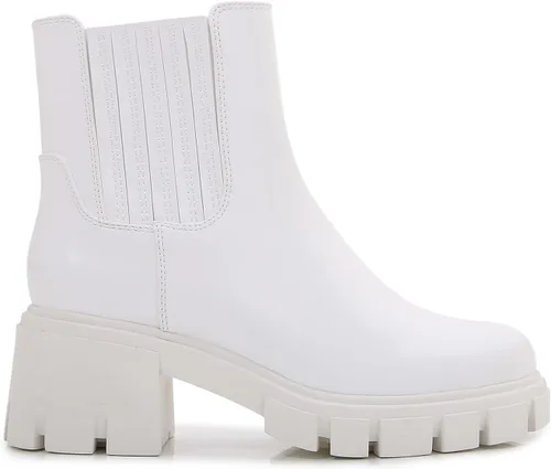 Miniatura 2 de mm Botas Chelsea con plataforma gruesa de piel sintética para mujer, botines con cremallera