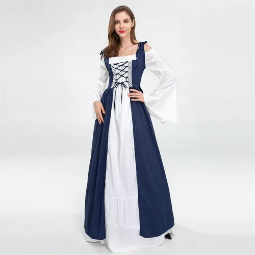 Miniatura 3 de FRMUIC Vestidos renacentistas para mujer, disfraces de Halloween, medieval, irlandés, sobre vestido, camisola, bohemio, vestido campesino victoriano