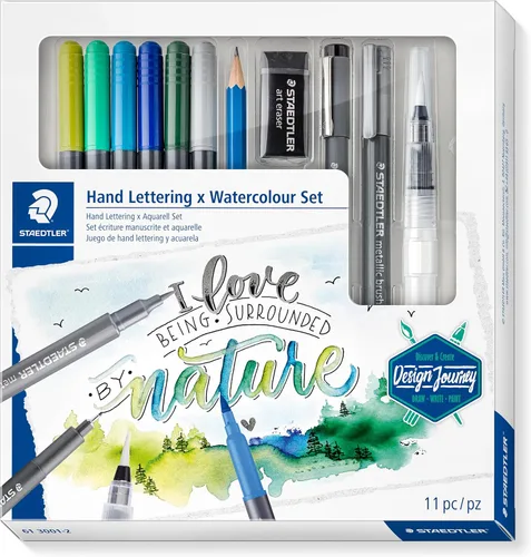 STAEDTLER 61 3001-2 Design Journey - Juego de letras y acuarelas (11 piezas)