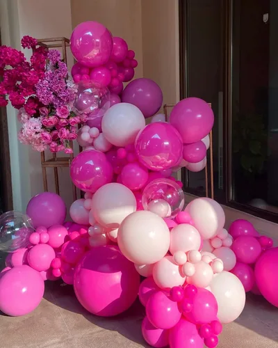 Miniatura 6 de FOTIOMRG - Kit de guirnalda de globos de color rosa eléctrico, 110 globos de 18 + 12 + 10 + 5 pulgadas, globos de látex de color rosa eléctrico
