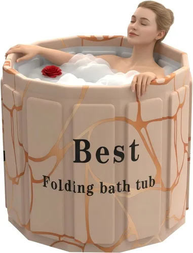 Miniatura 17 de Bañera portátil para adultos, bañera plegable para spa caliente y baño de hielo, bañera pequeña plegable para baño, bañera portátil aislada de 6