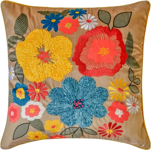 Miniatura 41 de HomeCentric Funda de almohada geométrica beige, 12 x 12 pulgadas, cuadrado de lino y algodón, círculos contemporáneos de Pascua, círculo de la vida