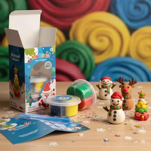 Miniatura 11 de Arcilla seca al aire para niños, 12 arcilla para modelar de Navidad, kit de arcilla mágica con herramientas y tutoriales, suave y antiadherente, Kit
