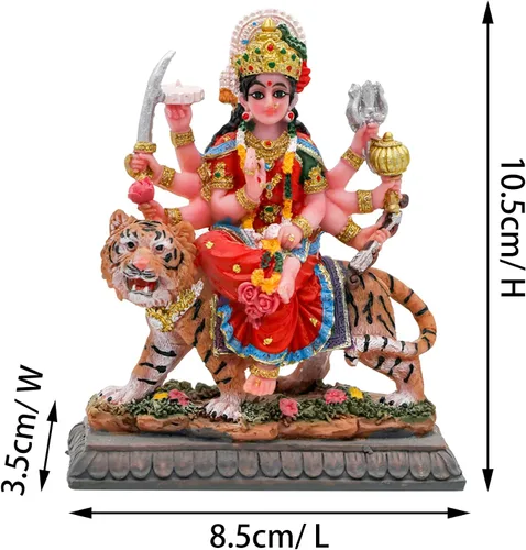 Miniatura 4 de BangBangDa Durga - Estatua de tigre pequeña de 4.1 pulgadas de alto para tablero de instrumentos de vehículo, diosa hindú, día del padre, día