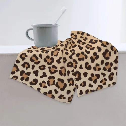 Miniatura 3 de Perinsto Toalla de mano con estampado de leopardo, toalla decorativa de piel de animal, multiusos para baño, cocina, gimnasio y spa, 27.5 x 15.7