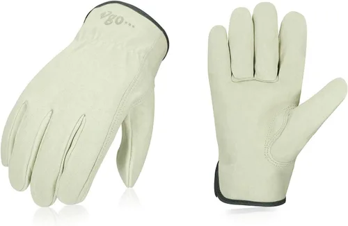 Vgo... PA9501 - 1 par de guantes de trabajo de piel de cerdo para hombre, guantes de construcción (talla S, color cian claro, PA9501)
