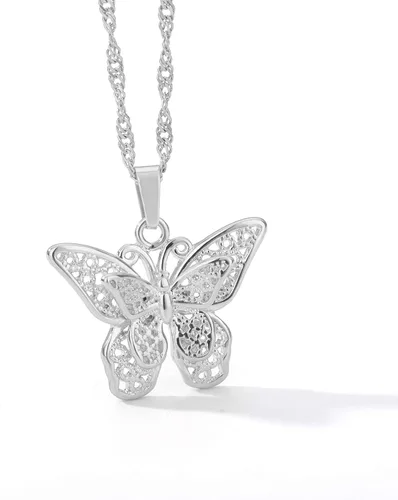 VAttract Gargantilla de mariposa chapada en oro de 18 quilates, gargantilla de 15 pulgadas, gran regalo para esposa o novia, Metal, No es una piedra